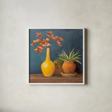 Richness of Life II Deep Blue by Julia Purinton. Shown in a crisp white glass frame for a clean and minimalist style. Available as an archival giclee rolled canvas, fine art paper, or poster print. SKU 81858a.
