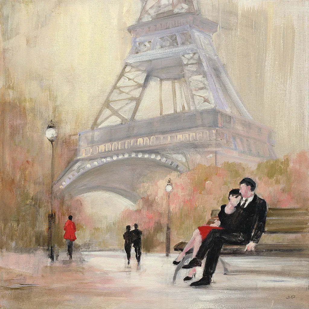 Romantic Paris I Red Jacket by Julia Purinton. SKU 20065a. Archival Giclee Fine art print for wall decor.
