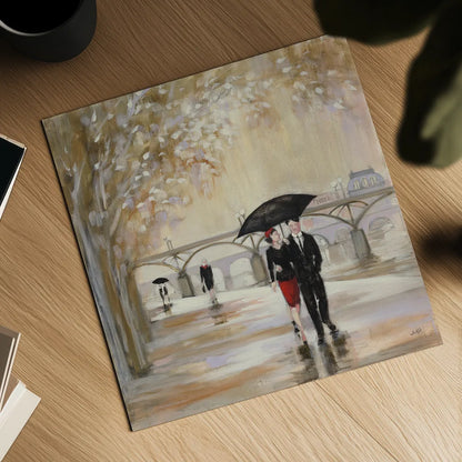 Romantic Paris III by Julia Purinton. Shown as a detailed flat fine art print, highlighting archival giclee quality. Available as an archival giclee rolled canvas, fine art paper, or poster print. SKU 20982a.