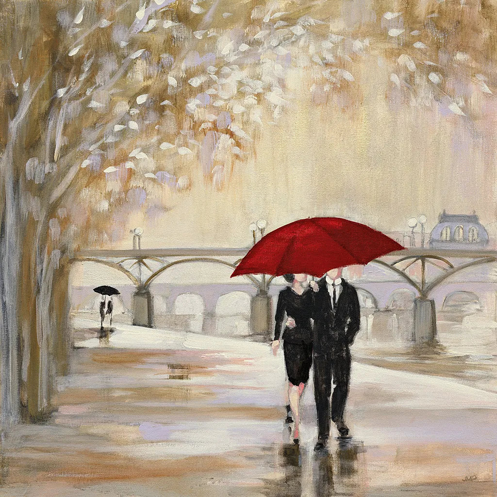 Romantic Paris III Red Umbrella by Julia Purinton. SKU 20066a. Archival Giclee Fine art print for wall decor.