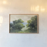 Rural Retreat by Julia Purinton. shown as a paper print in a natural frame. Available as a archival giclee rolled canvas, fine art paper, or poster print. SKU 85168i.