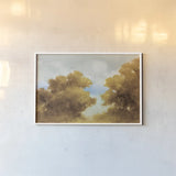 Rural Retreat v2 by Julia Purinton. shown as a paper print in a white frame. Available as a archival giclee rolled canvas, fine art paper, or poster print. SKU 99175i.