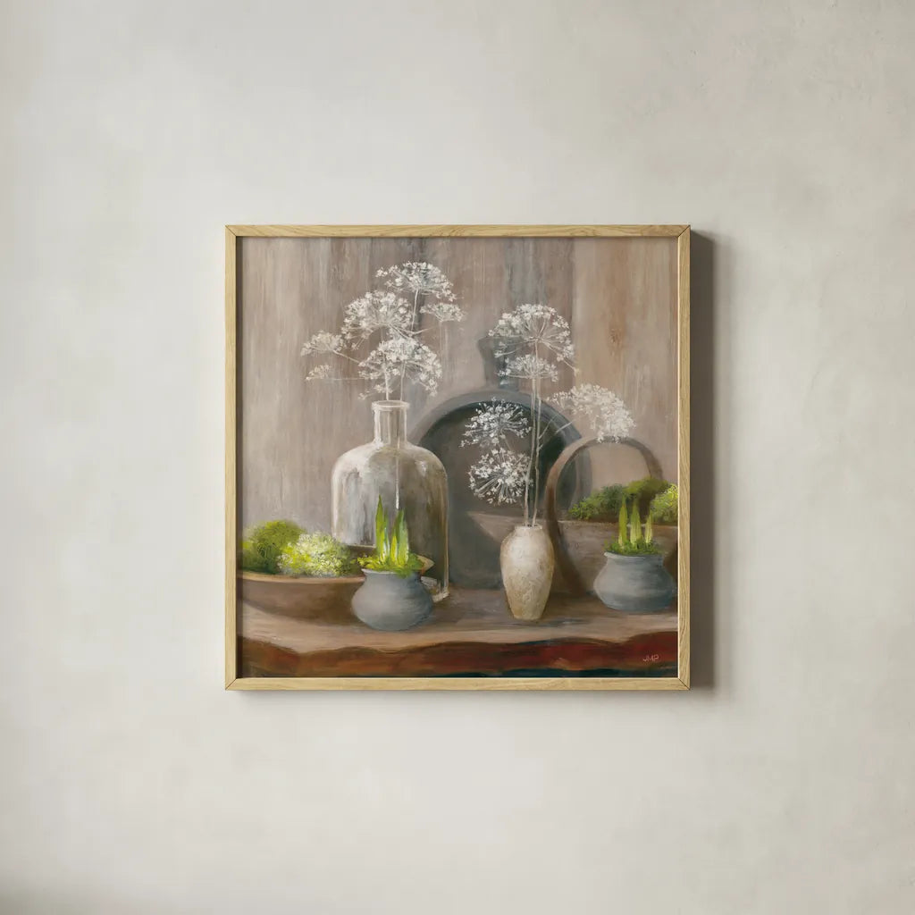 Rustic Elegance I Crop by Julia Purinton. Shown in a natural wood glass frame for a timeless modern aesthetic. Available as an archival giclee rolled canvas, fine art paper, or poster print. SKU 78031a.