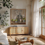 Rustic Elegance I Crop by Julia Purinton. Shown in a natural wood frame in a cozy modern living room. Available as an archival giclee rolled canvas, fine art paper, or poster print. SKU 78031a.