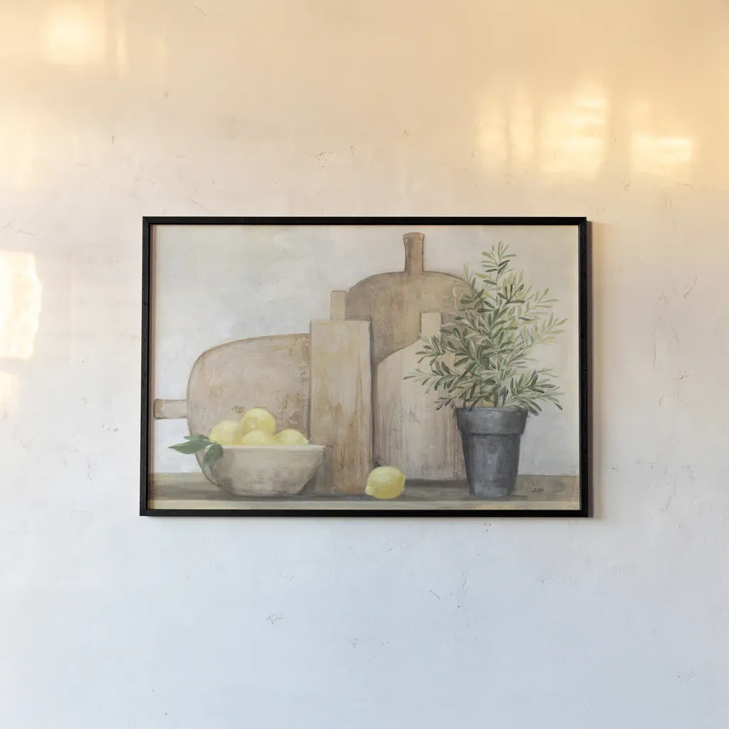 Rustic Kitchen by Julia Purinton. shown as a paper print in a black flame. Available as a archival giclee rolled canvas, fine art paper, or poster print. SKU 72079i.