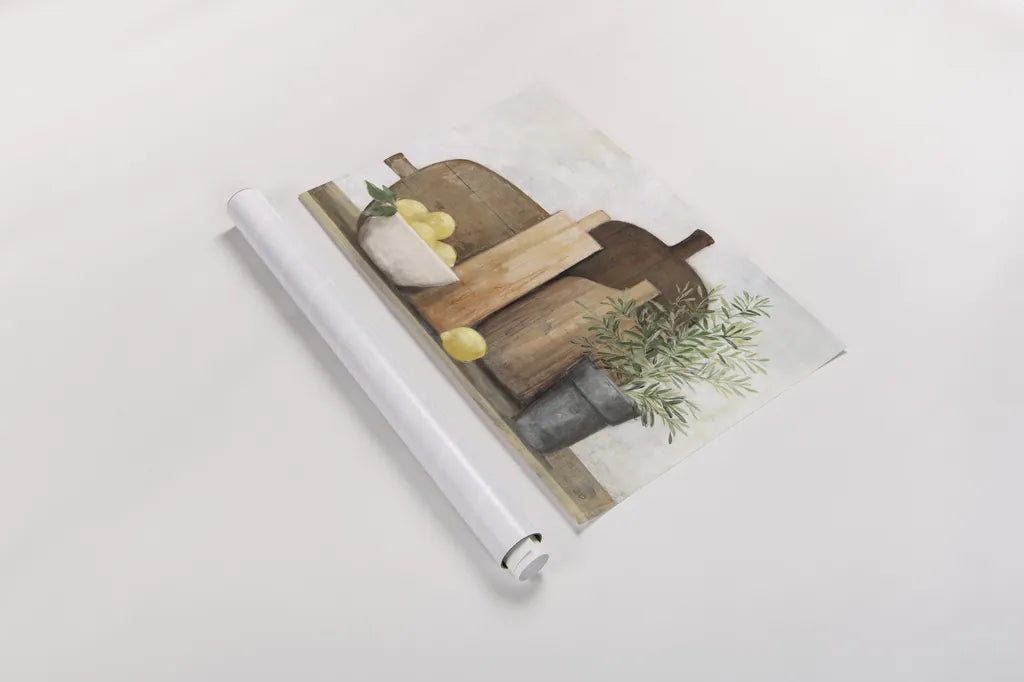 Rustic Kitchen Brown by Julia Purinton. shown as a rolled paper print. Available as archival giclee rolled canvas, fine art paper, or poster print. SKU 77561i.