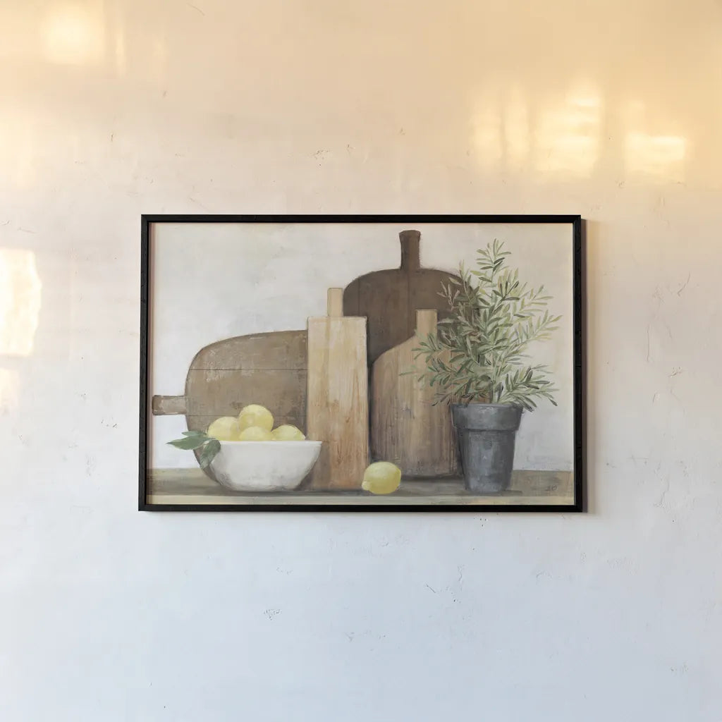Rustic Kitchen Brown by Julia Purinton. shown as a paper print in a black flame. Available as a archival giclee rolled canvas, fine art paper, or poster print. SKU 77561i.