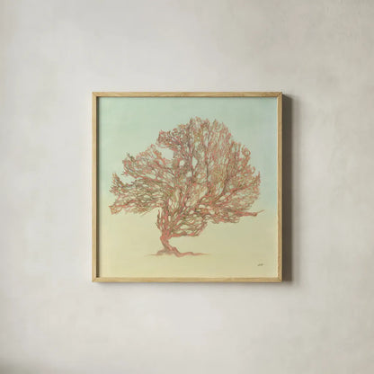 Sea Fern II by Julia Purinton. Shown in a natural wood glass frame for a timeless modern aesthetic. Available as an archival giclee rolled canvas, fine art paper, or poster print. SKU 66559a.