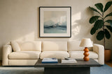 Sea Spray by Julia Purinton. Displayed in a glass frame with matte in a clean modern living room. Available as an archival giclee rolled canvas, fine art paper, or poster print. SKU 76019a.