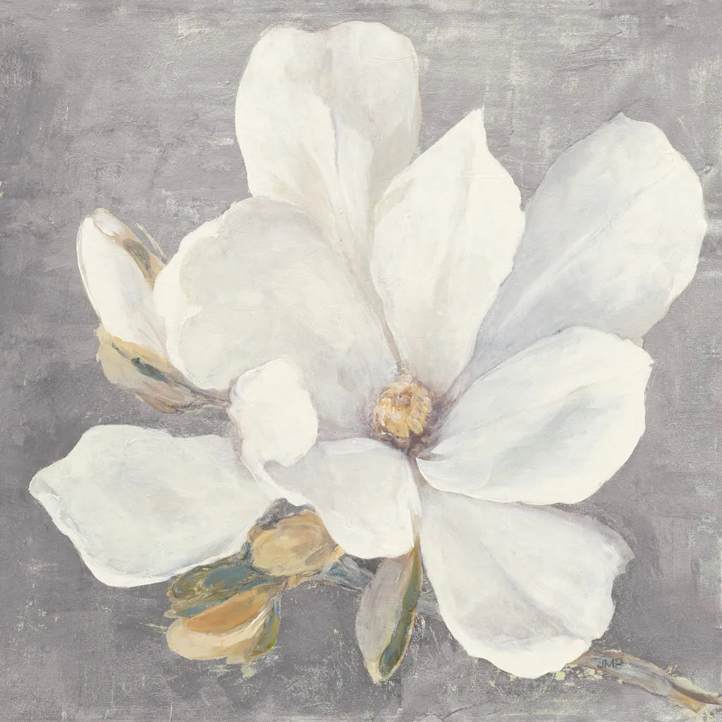 Serene Magnolia Light Gray by Julia Purinton. SKU 56378a. Archival Giclee Fine art print for wall decor.