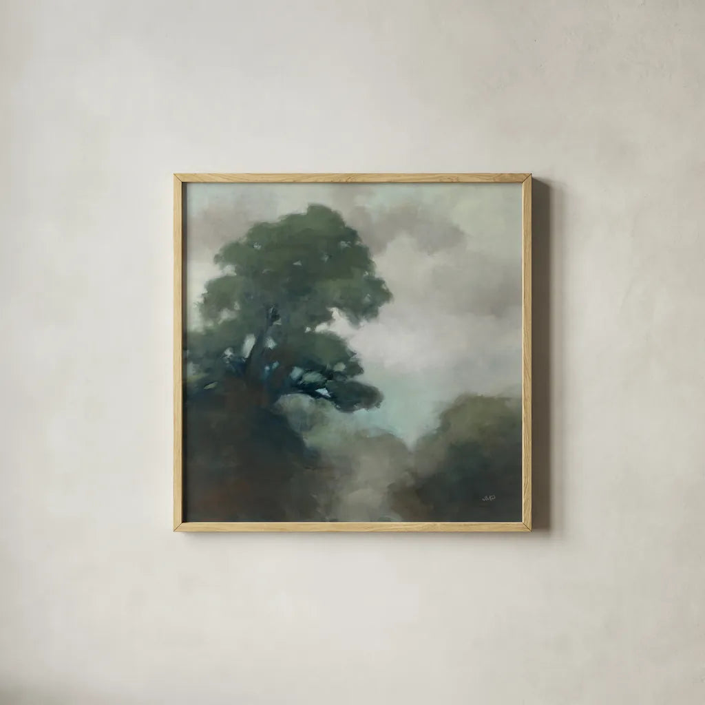 Shape of the Valley by Julia Purinton. Shown in a natural wood glass frame for a timeless modern aesthetic. Available as an archival giclee rolled canvas, fine art paper, or poster print. SKU 75696a.