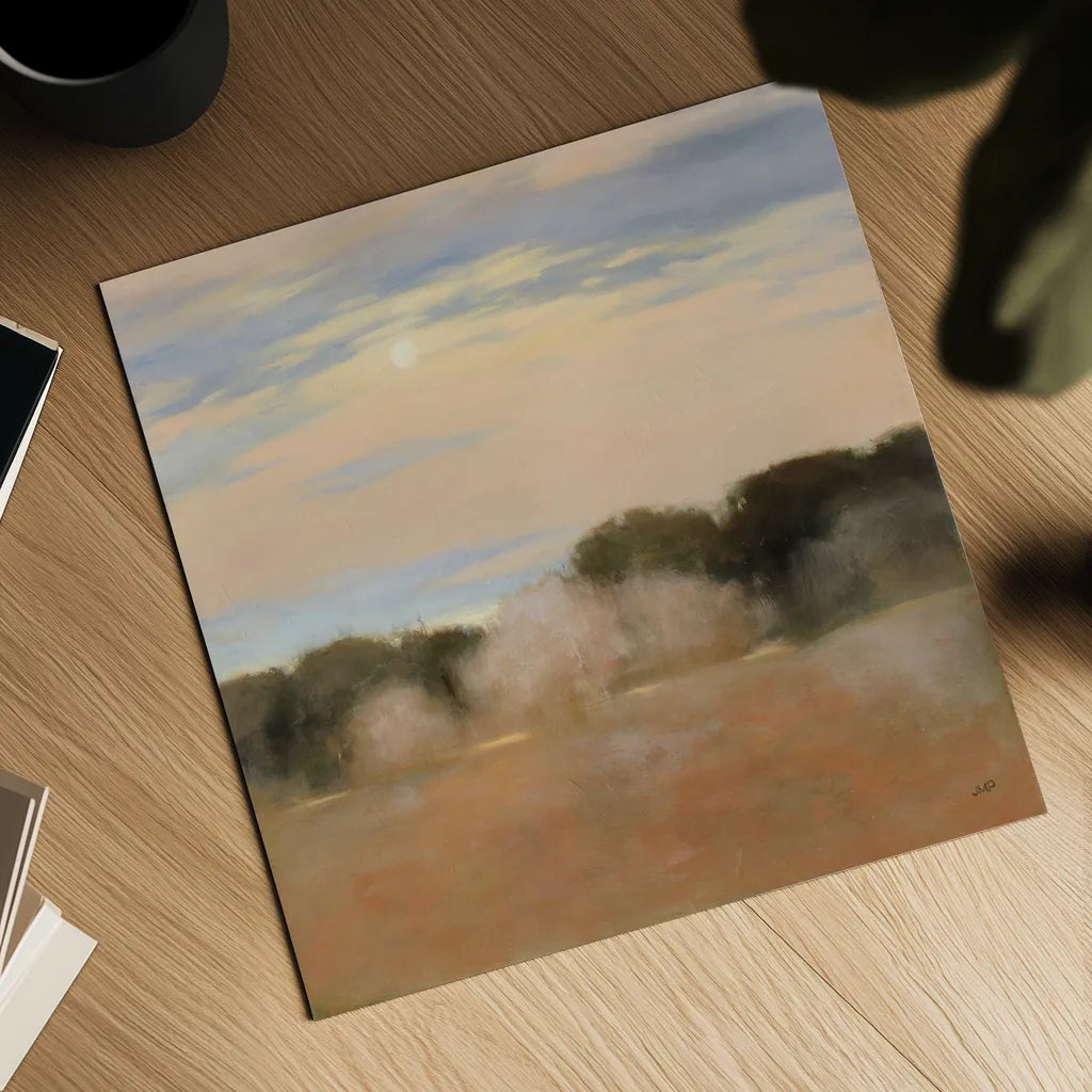 Sienna Fields I Moon Sq by Julia Purinton. Shown as a detailed flat fine art print, highlighting archival giclee quality. Available as an archival giclee rolled canvas, fine art paper, or poster print. SKU 79420a.