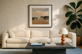 Sienna Fields I Moon Sq by Julia Purinton. Displayed in a glass frame with matte in a clean modern living room. Available as an archival giclee rolled canvas, fine art paper, or poster print. SKU 79420a.