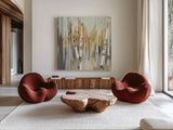 Silver Birch I by Julia Purinton. Shown as extra-large giant wall art in a modern living room. Available as an archival giclee rolled canvas, fine art paper, or poster print. SKU 17268a.