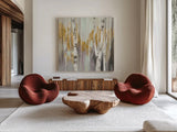 Silver Birch II by Julia Purinton. Shown as extra-large giant wall art in a modern living room. Available as an archival giclee rolled canvas, fine art paper, or poster print. SKU 17269a.