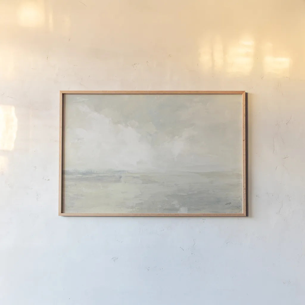 Sky and Sand Crop by Julia Purinton. shown as a paper print in a natural frame. Available as a archival giclee rolled canvas, fine art paper, or poster print. SKU 37619i.