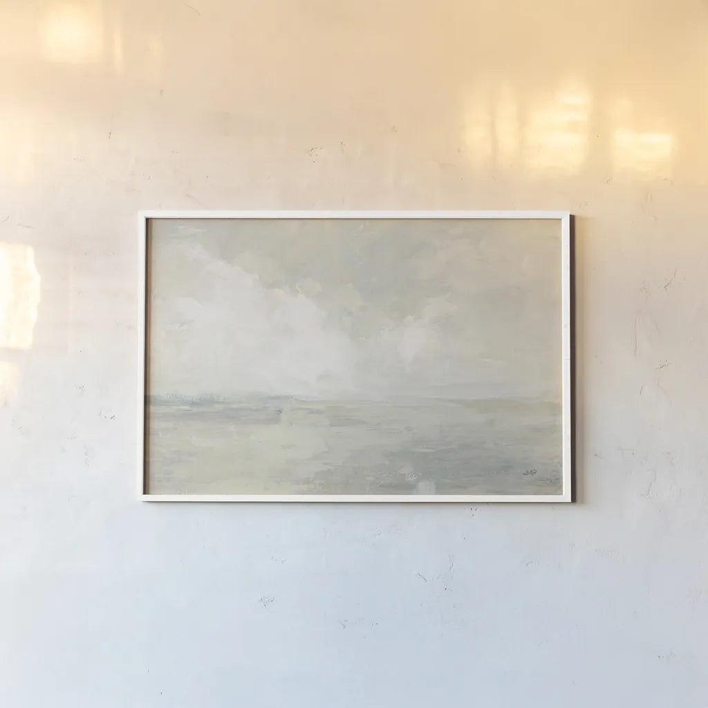 Sky and Sand Crop by Julia Purinton. shown as a paper print in a white frame. Available as a archival giclee rolled canvas, fine art paper, or poster print. SKU 37619i.