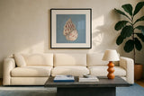 Soft Sea I by Julia Purinton. Displayed in a glass frame with matte in a clean modern living room. Available as an archival giclee rolled canvas, fine art paper, or poster print. SKU 96239a.
