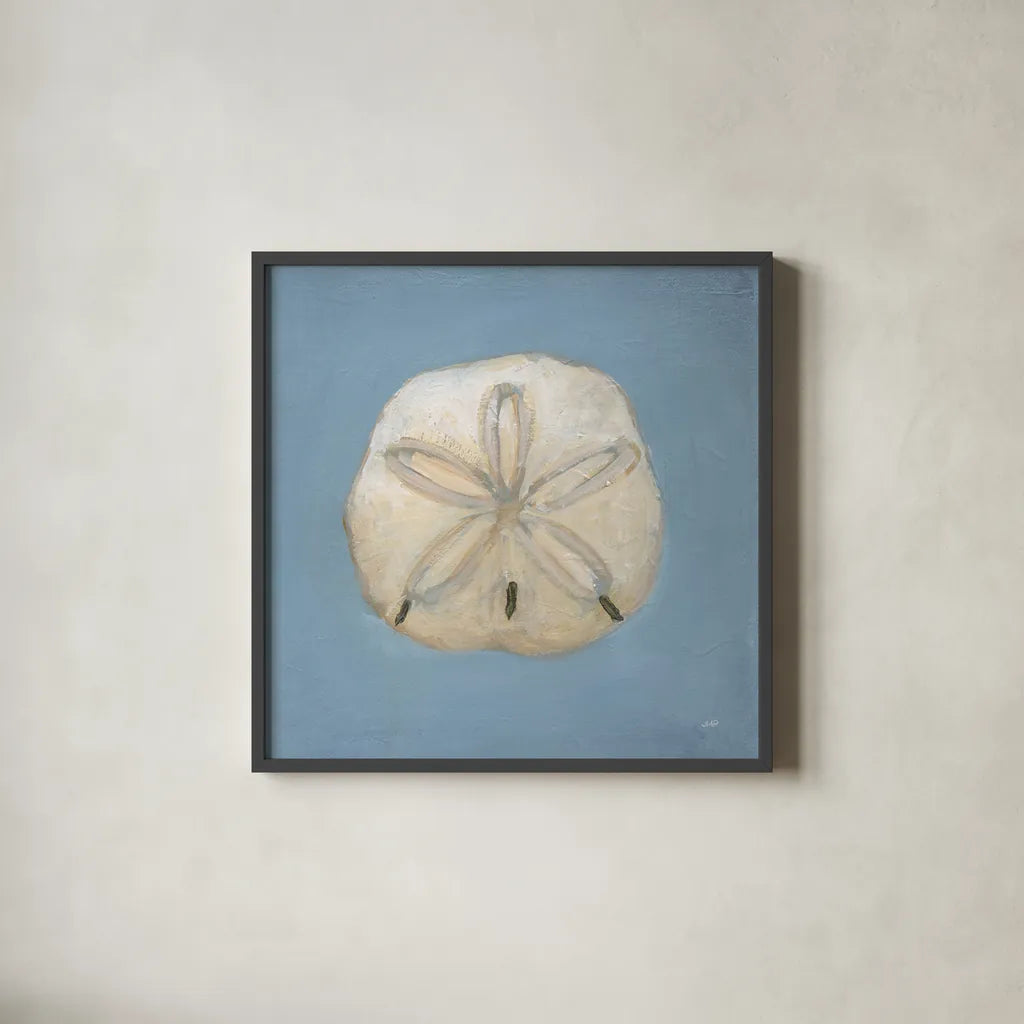 Soft Sea II by Julia Purinton. Shown in a sleek black glass frame for a contemporary gallery look. Available as an archival giclee rolled canvas, fine art paper, or poster print. SKU 96240a.