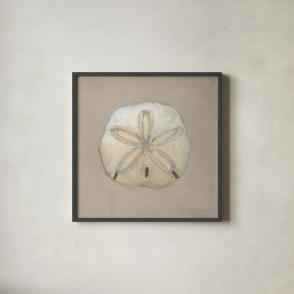 Soft Sea Taupe II by Julia Purinton. Shown in a sleek black glass frame for a contemporary gallery look. Available as an archival giclee rolled canvas, fine art paper, or poster print. SKU 97044a.