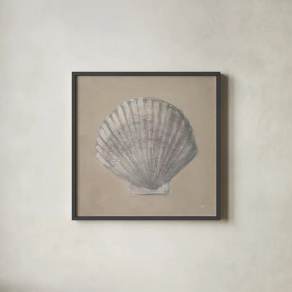 Soft Sea Taupe III by Julia Purinton. Shown in a sleek black glass frame for a contemporary gallery look. Available as an archival giclee rolled canvas, fine art paper, or poster print. SKU 97045a.