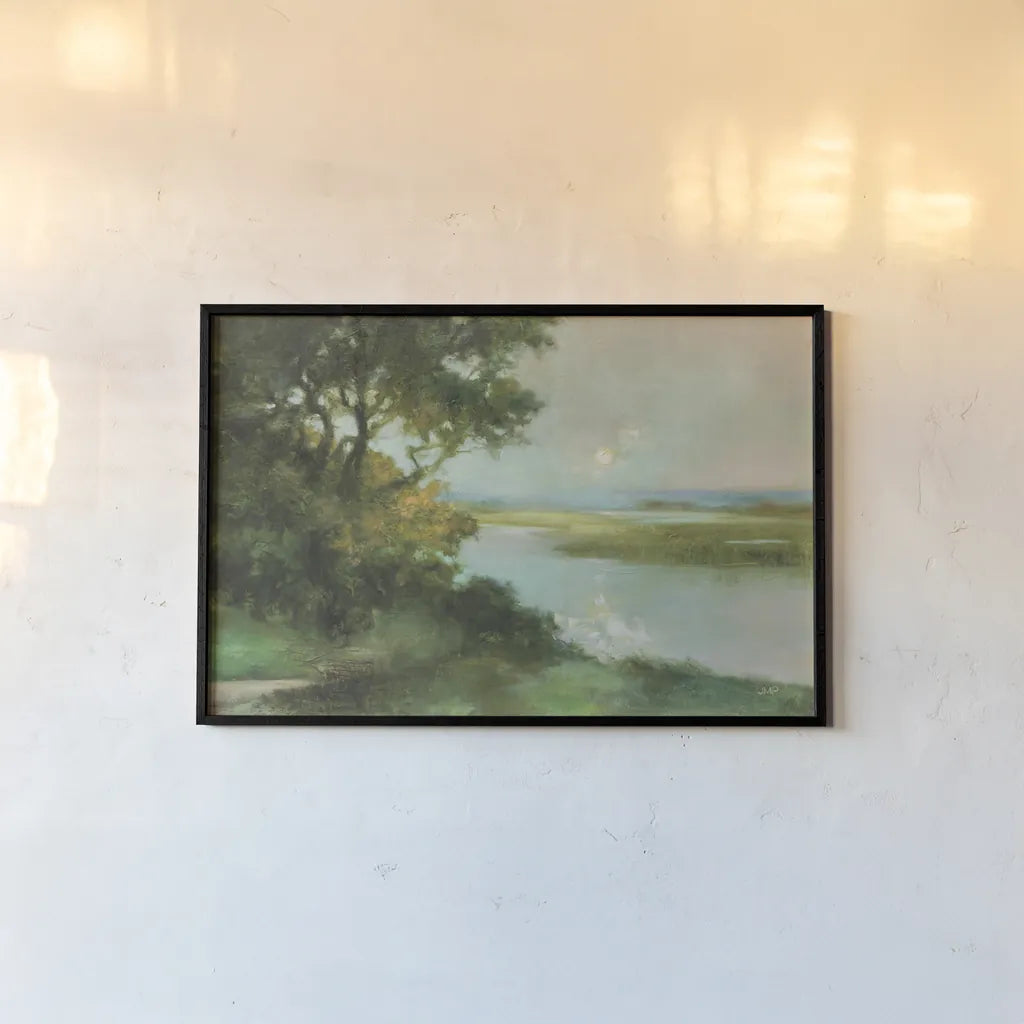 Sparkling River by Julia Purinton. shown as a paper print in a black flame. Available as a archival giclee rolled canvas, fine art paper, or poster print. SKU 82636i.