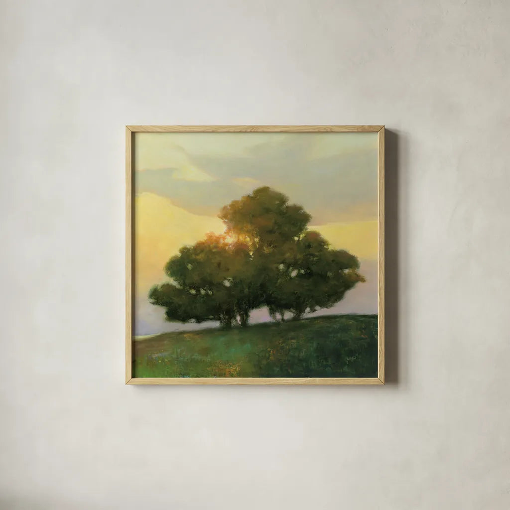 Spice Tree by Julia Purinton. Shown in a natural wood glass frame for a timeless modern aesthetic. Available as an archival giclee rolled canvas, fine art paper, or poster print. SKU 33428a.