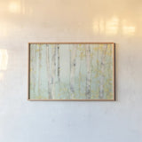 Spring Birches Crop by Julia Purinton. shown as a paper print in a natural frame. Available as a archival giclee rolled canvas, fine art paper, or poster print. SKU 50295i.