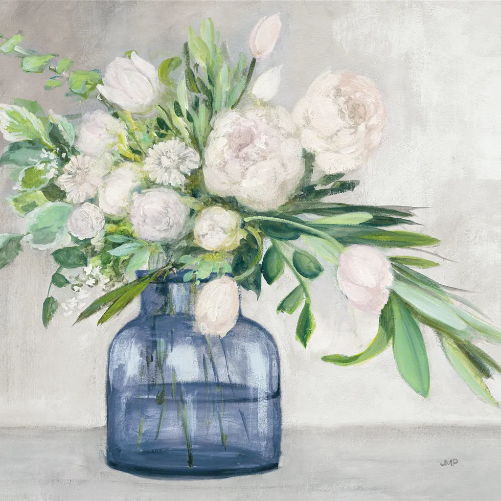 Spring Bouquet Indigo by Julia Purinton. SKU 70953a. Archival Giclee Fine art print for wall decor.