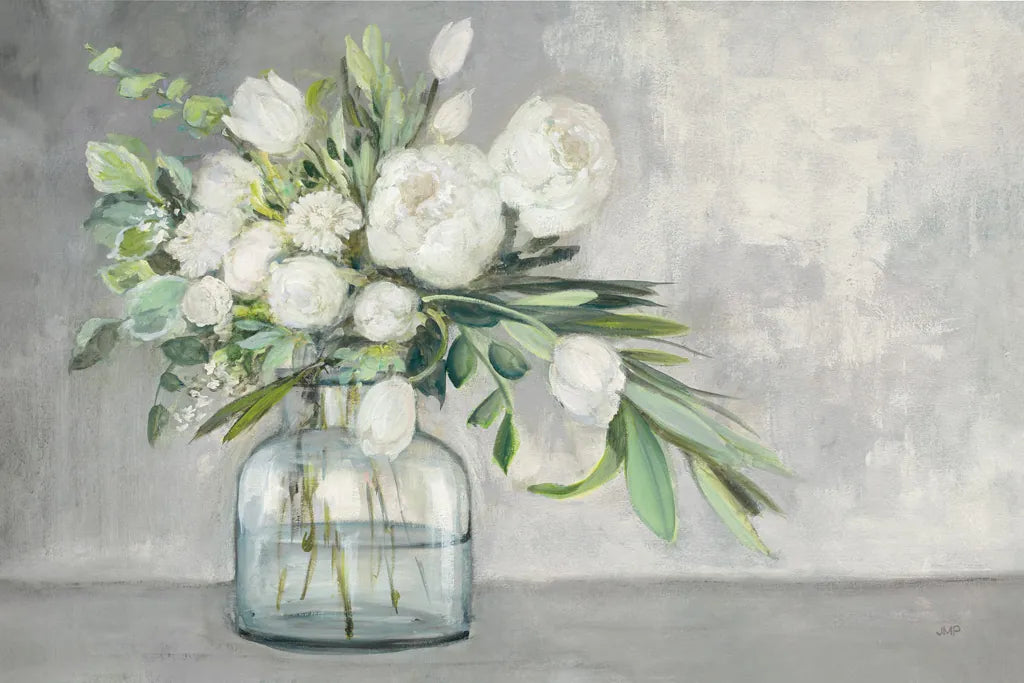 Spring Bouquet White and Gray by Julia Purinton. SKU 78282i. Archival Giclee Fine art print for wall decor.