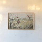 Spring Gathering by Julia Purinton. shown as a paper print in a natural frame. Available as a archival giclee rolled canvas, fine art paper, or poster print. SKU 97986i.