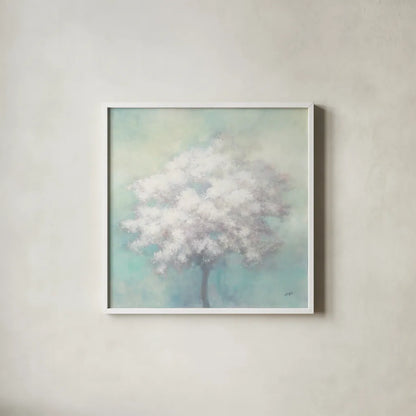 Spring Hope by Julia Purinton. Shown in a crisp white glass frame for a clean and minimalist style. Available as an archival giclee rolled canvas, fine art paper, or poster print. SKU 62755a.