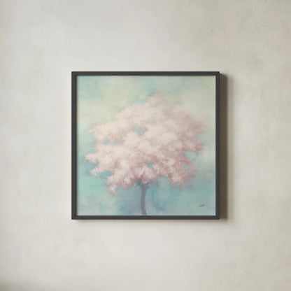 Spring Hope Blush by Julia Purinton. Shown in a sleek black glass frame for a contemporary gallery look. Available as an archival giclee rolled canvas, fine art paper, or poster print. SKU 64596a.