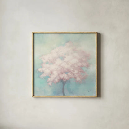 Spring Hope Blush by Julia Purinton. Shown in a natural wood glass frame for a timeless modern aesthetic. Available as an archival giclee rolled canvas, fine art paper, or poster print. SKU 64596a.