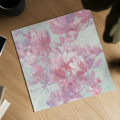 Spring Magnolia I by Julia Purinton. Shown as a detailed flat fine art print, highlighting archival giclee quality. Available as an archival giclee rolled canvas, fine art paper, or poster print. SKU 63245a.