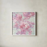 Spring Magnolia I by Julia Purinton. Shown in a crisp white glass frame for a clean and minimalist style. Available as an archival giclee rolled canvas, fine art paper, or poster print. SKU 63245a.