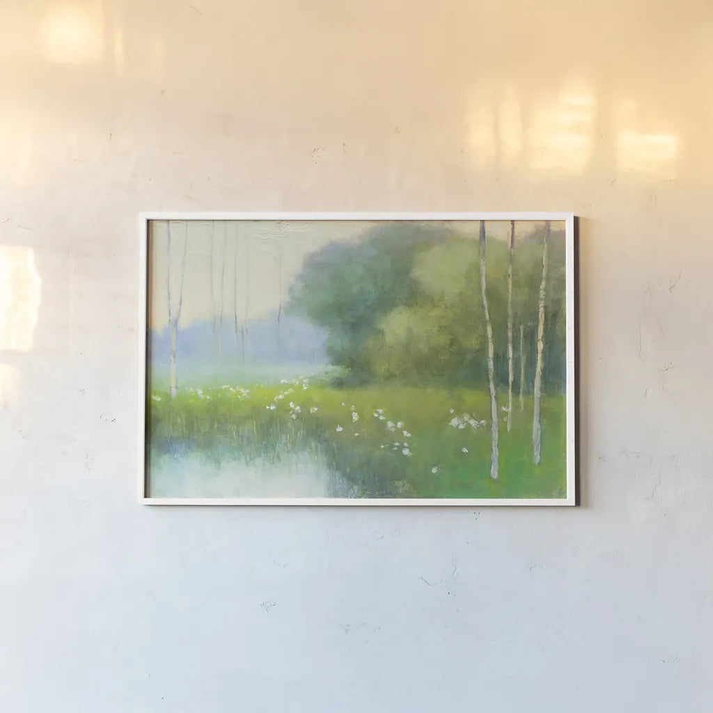 Spring Midst by Julia Purinton. shown as a paper print in a white frame. Available as a archival giclee rolled canvas, fine art paper, or poster print. SKU 23805i.