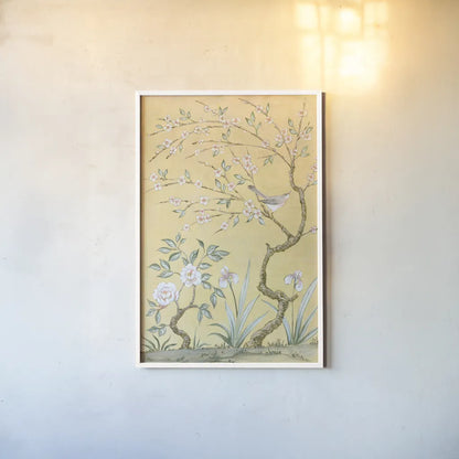 Spring Mural I by Julia Purinton. shown as a paper print in a white frame. Available as a archival giclee rolled canvas, fine art paper, or poster print. SKU 60421h.