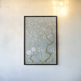 Spring Mural I Blue by Julia Purinton. shown as a paper print in a black flame. Available as a archival giclee rolled canvas, fine art paper, or poster print. SKU 73114h.