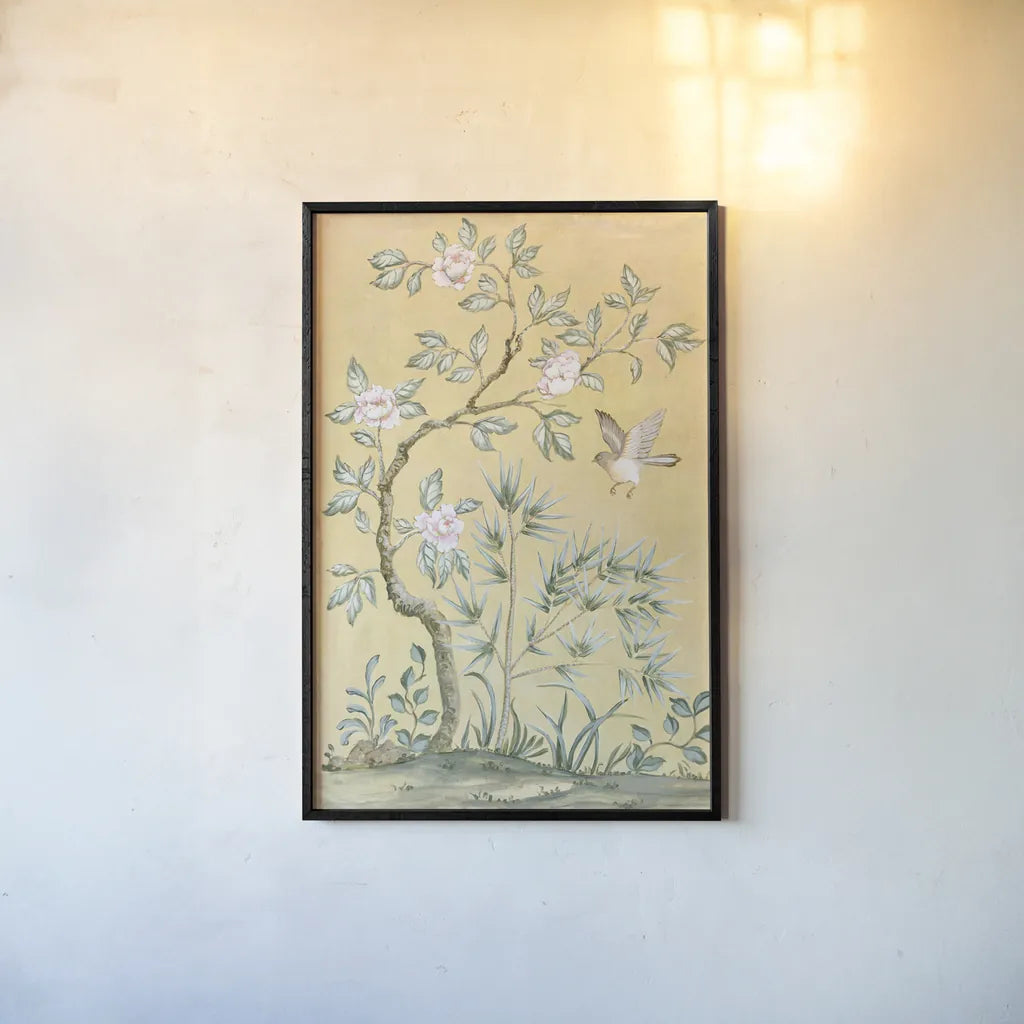 Spring Mural II by Julia Purinton. shown as a paper print in a black flame. Available as a archival giclee rolled canvas, fine art paper, or poster print. SKU 60422h.