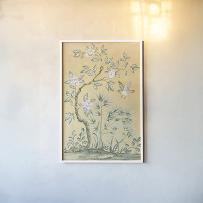 Spring Mural II by Julia Purinton. shown as a paper print in a white frame. Available as a archival giclee rolled canvas, fine art paper, or poster print. SKU 60422h.
