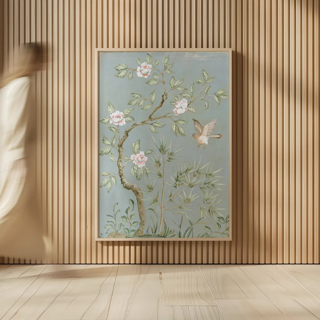 Spring Mural II Blue by Julia Purinton. shown as over sized large wall art. Available as an archival giclee rolled canvas, fine art paper, or poster print. SKU 73115h.