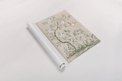 Spring Mural II Tan by Julia Purinton. shown as a rolled paper print. Available as archival giclee rolled canvas, fine art paper, or poster print. SKU 65078h.