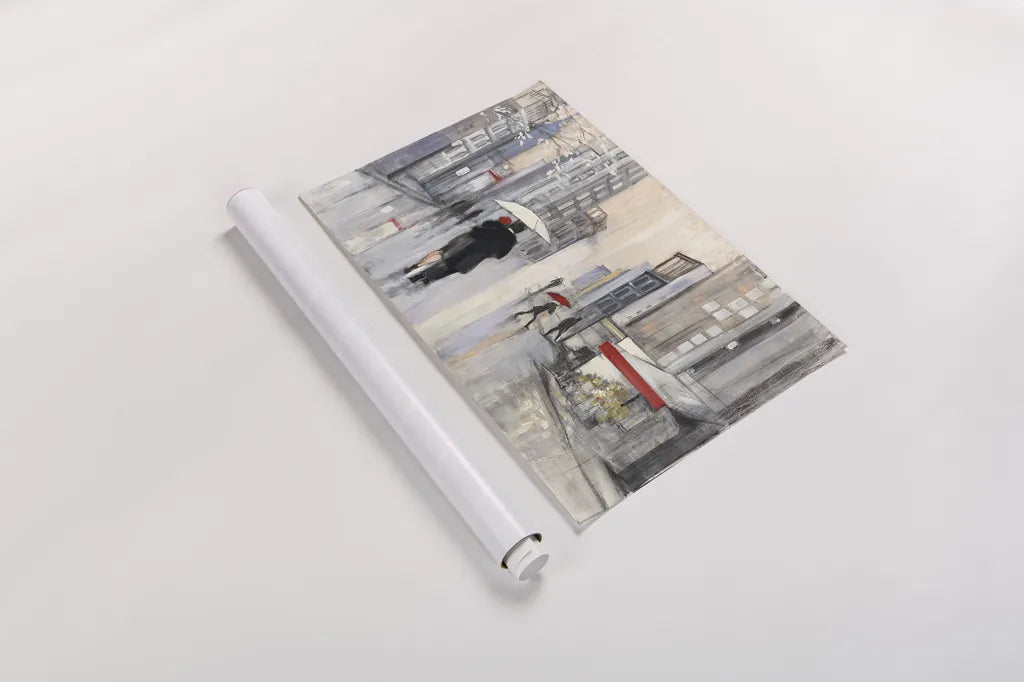 Spring Rain New York by Julia Purinton. shown as a rolled paper print. Available as archival giclee rolled canvas, fine art paper, or poster print. SKU 18213i.