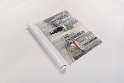 Spring Rain New York by Julia Purinton. shown as a rolled paper print. Available as archival giclee rolled canvas, fine art paper, or poster print. SKU 18213i.