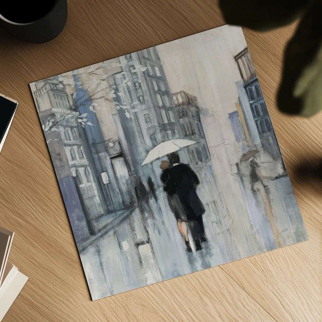 Spring Rain New York Neutral Crop by Julia Purinton. Shown as a detailed flat fine art print, highlighting archival giclee quality. Available as an archival giclee rolled canvas, fine art paper, or poster print. SKU 66596a.