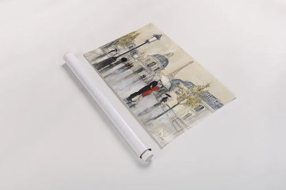 Spring Rain Paris Eiffel by Julia Purinton. shown as a rolled paper print. Available as archival giclee rolled canvas, fine art paper, or poster print. SKU 18087i.