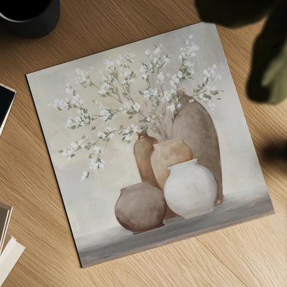 Spring Still Life Sienna by Julia Purinton. Shown as a detailed flat fine art print, highlighting archival giclee quality. Available as an archival giclee rolled canvas, fine art paper, or poster print. SKU 85291a.