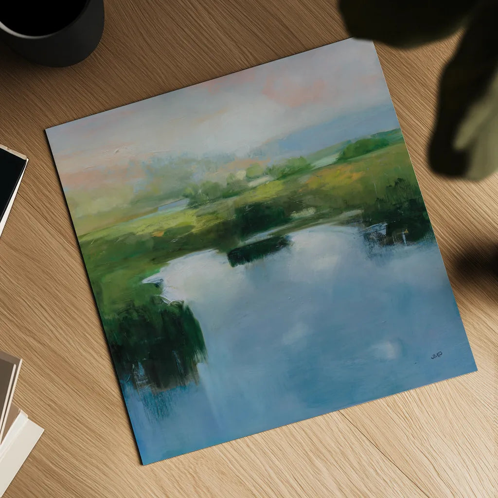 Still Water Blue by Julia Purinton. Shown as a detailed flat fine art print, highlighting archival giclee quality. Available as an archival giclee rolled canvas, fine art paper, or poster print. SKU 86272a.