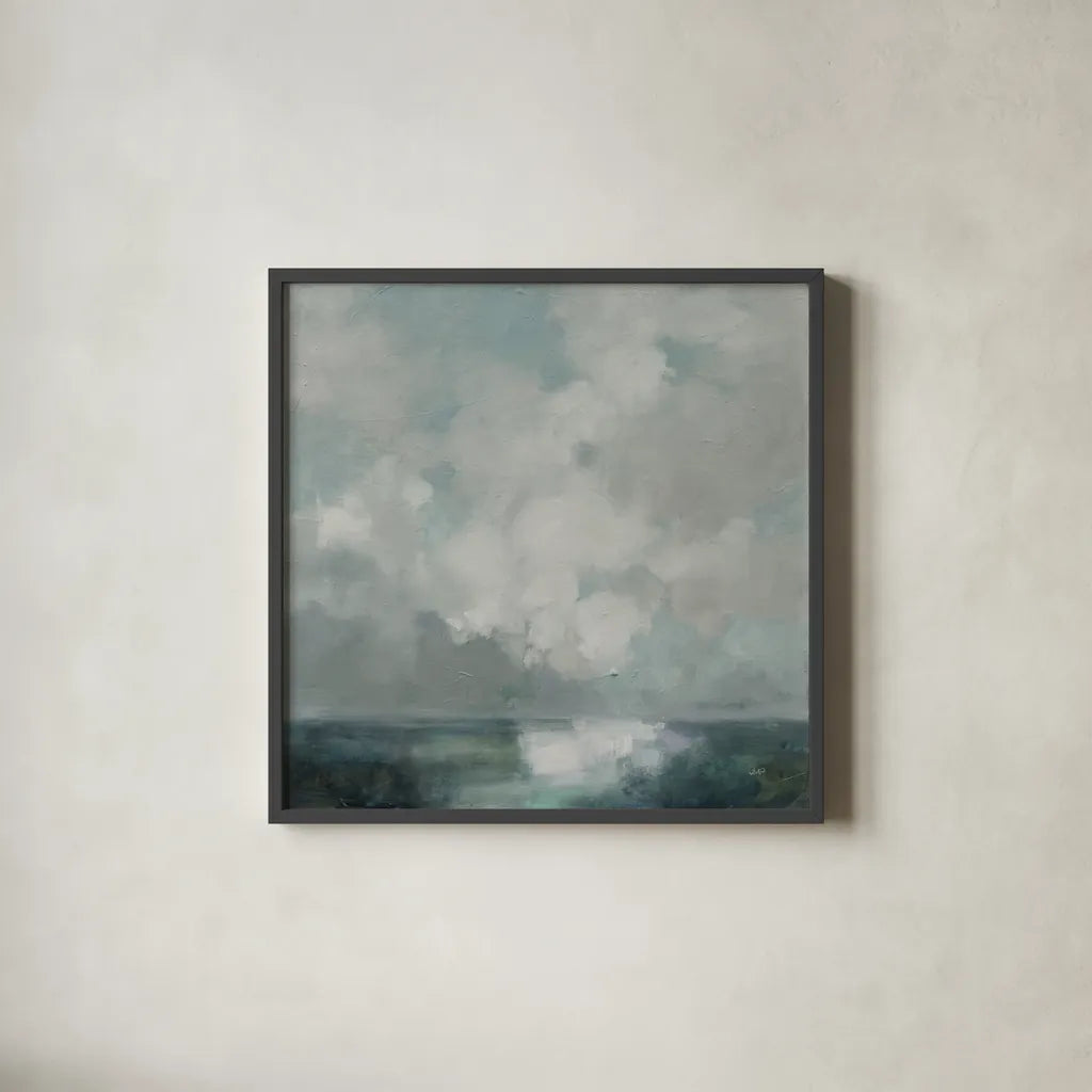 Stormy Cloudscape by Julia Purinton. Shown in a sleek black glass frame for a contemporary gallery look. Available as an archival giclee rolled canvas, fine art paper, or poster print. SKU 89287a.